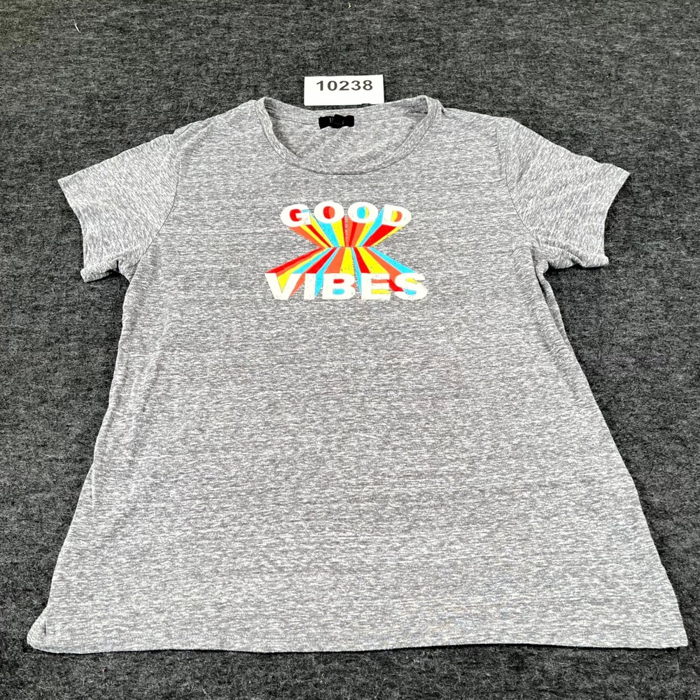 Modern Canvas T-Shirt Womens XL Gray Heather Good Vibes Graphic Print Round Neck